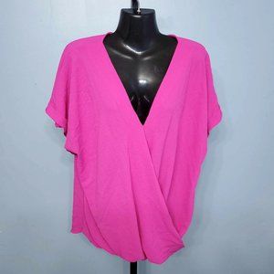 Vine & Love Women's Pink Short Sleeve Drape Front Top